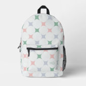 Schattigee Girly Pastel Roze en Groene Monogram In Bedrukte Rugzak (Voorkant)