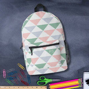 Schattigee Girly Pastel Roze en Groene Monogram In Bedrukte Rugzak