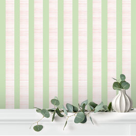 Schattigee Girly Pastel Roze Groene Streep Behang