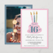 Schattigee girly pastel roze kaarsen taart foto Sw Kaart (Voorkant / Achterkant)