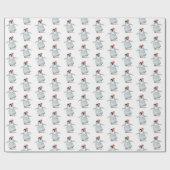 Schattigee Girly Penguin met Hibiscus Bloempatroon Cadeaupapier (Vlak)