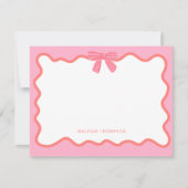 Schattigee Girly Pink Bow Ribbon Curve Border Notitiekaartje (Voorkant)