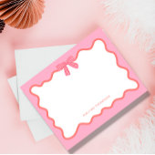 Schattigee Girly Pink Bow Ribbon Curve Border Notitiekaartje