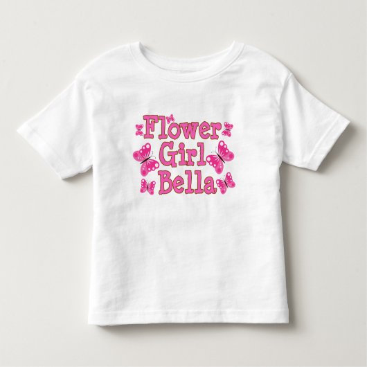 Schattigee Girly Pink Butterfly Bloemenmeisje Kinder Shirts (Voorkant)
