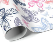 Schattigee Girly Pink Chic Happy Birthday Vlinders Cadeaupapier (Rol Hoek)