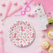 Schattigee Girly Pink Cowgirl Bows Kersen Monogram Papieren Bordje (Feest)