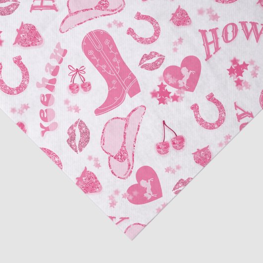 Schattigee Girly Pink Cowgirl esthetiek Tissuepapier (Detail)