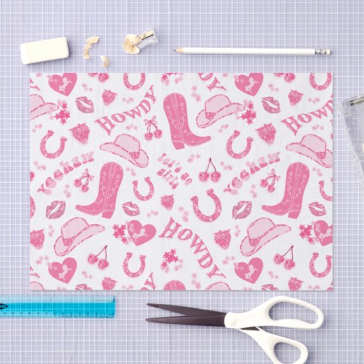 Schattigee Girly Pink Cowgirl esthetiek Tissuepapier (Craft)