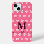 Schattigee Girly Pink Heart Monogram naam Case-Mate iPhone Case (Achterkant)