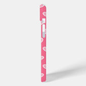 Schattigee Girly Pink Heart Monogram naam Case-Mate iPhone Case (Achterkant / Links)