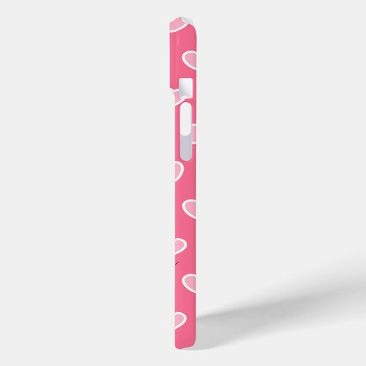 Schattigee Girly Pink Heart Monogram naam Case-Mate iPhone Case (Achterkant / Links)
