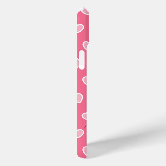 Schattigee Girly Pink Heart Monogram naam Case-Mate iPhone Case (Achterkant / Rechts)