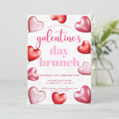 Schattigee Girly Pink Hearts Galentine's Day Brunc Kaart (Staand voorkant)