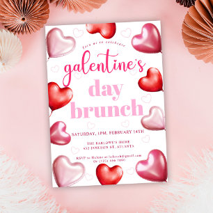 Schattigee Girly Pink Hearts Galentine's Day Brunc Kaart