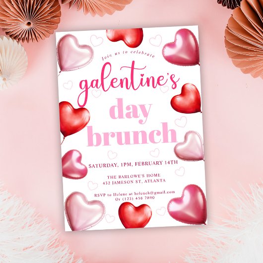 Schattigee Girly Pink Hearts Galentine's Day Brunc Kaart