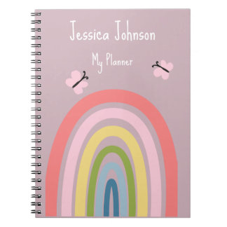 Schattigee Girly Pink Rainbow Butterfly Notitieboek