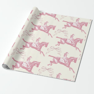 Schattigee Girly Pink Rose Gold Paardrijden Bogen Cadeaupapier