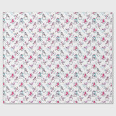 Schattigee Girly Pink Snowman | Witte kerst Cadeaupapier (Vlak)