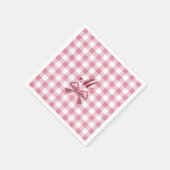 Schattigee Girly Preppy Pink Gingham Plaid Bow Mon Servet (Hoek)
