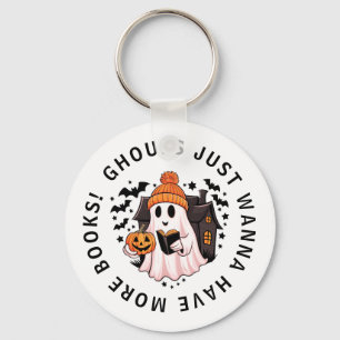 Schattigee Girly Pumpkin Ghost Book Lovers Key Sleutelhanger