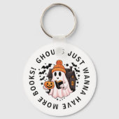 Schattigee Girly Pumpkin Ghost Book Lovers Key Sleutelhanger (Achterkant)
