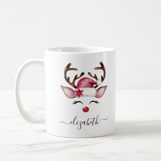 Schattigee Girly Reindeer Kerstmis Koffiemok (Links)