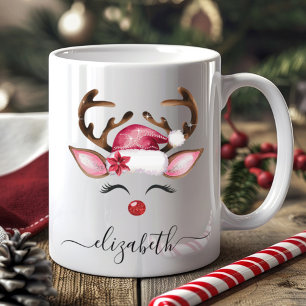 Schattigee Girly Reindeer Kerstmis Koffiemok