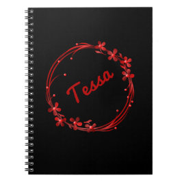 Schattigee girly rode bloemen monogram gepersonali notitieboek