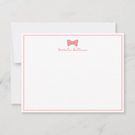 Schattigee Girly Roos Roze Lint Rand Notitiekaartje (Voorkant)