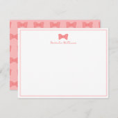 Schattigee Girly Roos Roze Lint Rand Notitiekaartje (Voorkant / Achterkant)