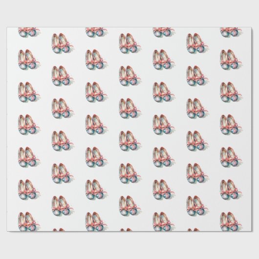 Schattigee Girly Roze Blauwe Ballerina Schoenen Wa Cadeaupapier (Vlak)
