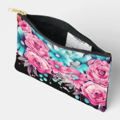 Schattigee Girly Roze & Blauwgroen Bloemen Make-up Etui (Open)