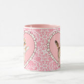 Schattigee Girly  Roze Bloemen Mok Kitten Hart (Midden)