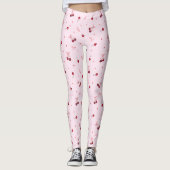 Schattigee Girly Roze Bogen en Kersen Leggings (Voorkant)