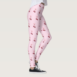 Schattigee Girly Roze Bogen en Kersen Leggings