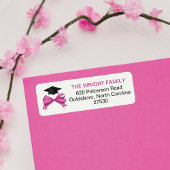 Schattigee Girly Roze Bow Graduation Cap Etiket