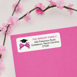 Schattigee Girly Roze Bow Graduation Cap Etiket