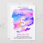 Schattigee Girly Roze Paarse Wolk Negen Bday Water Kaart (Voorkant)