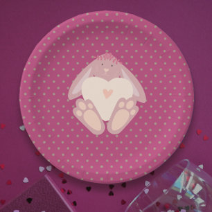 Schattigee Girly Roze Pastel Baby Bunny 1st Bday P Papieren Bordje