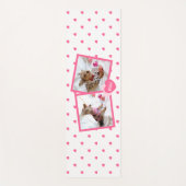 Schattigee Girly Roze & Wit gestippelde harten met Yogamat (Voorkant)