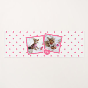 Schattigee Girly Roze & Wit gestippelde harten met Yogamat