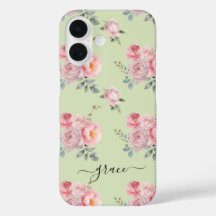 Schattigee Girly Sage Groen Roze Bloemen Gepersona