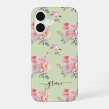 Schattigee Girly Sage Groen Roze Bloemen Gepersona