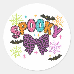 Schattigee Girly Spooky Leopard Bow Halloween Ronde Sticker
