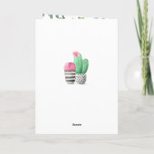 Schattigee Girly Succulent Cactus waterverf Verjaa Kaart (Achterkant)