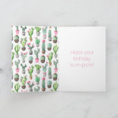 Schattigee Girly Succulent Cactus waterverf Verjaa Kaart (Binnen)