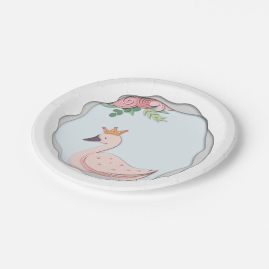 Schattigee Girly Swan Party Papieren Bordje (Gekanteld)