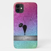 Schattigee girly trendy regenboog glitterkat monog Case-Mate iPhone case (Achterkant)