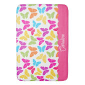 Schattigee Girly Vibrant Rainbow Butterfly Patroon Badmat (Voorkant Verticaal)