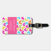 Schattigee Girly Vibrant Rainbow Butterfly Patroon Bagagelabel (Voorkant horizontaal)